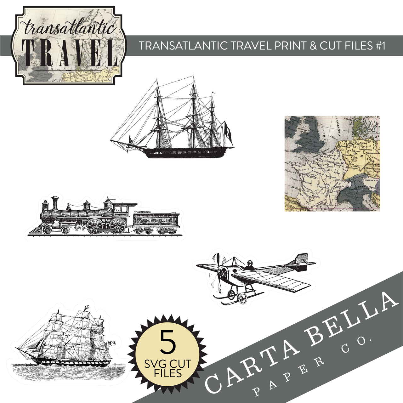 Transatlantic Travel Print & Cut Files #1