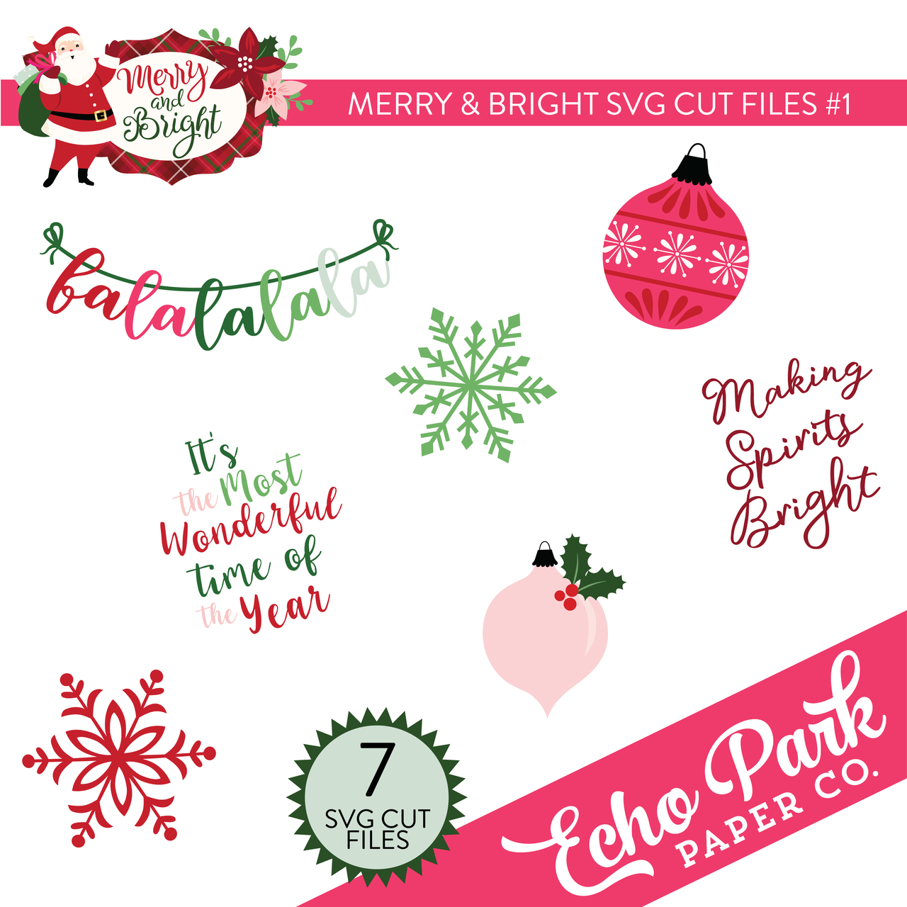Merry & Bright SVG Cut Files #1