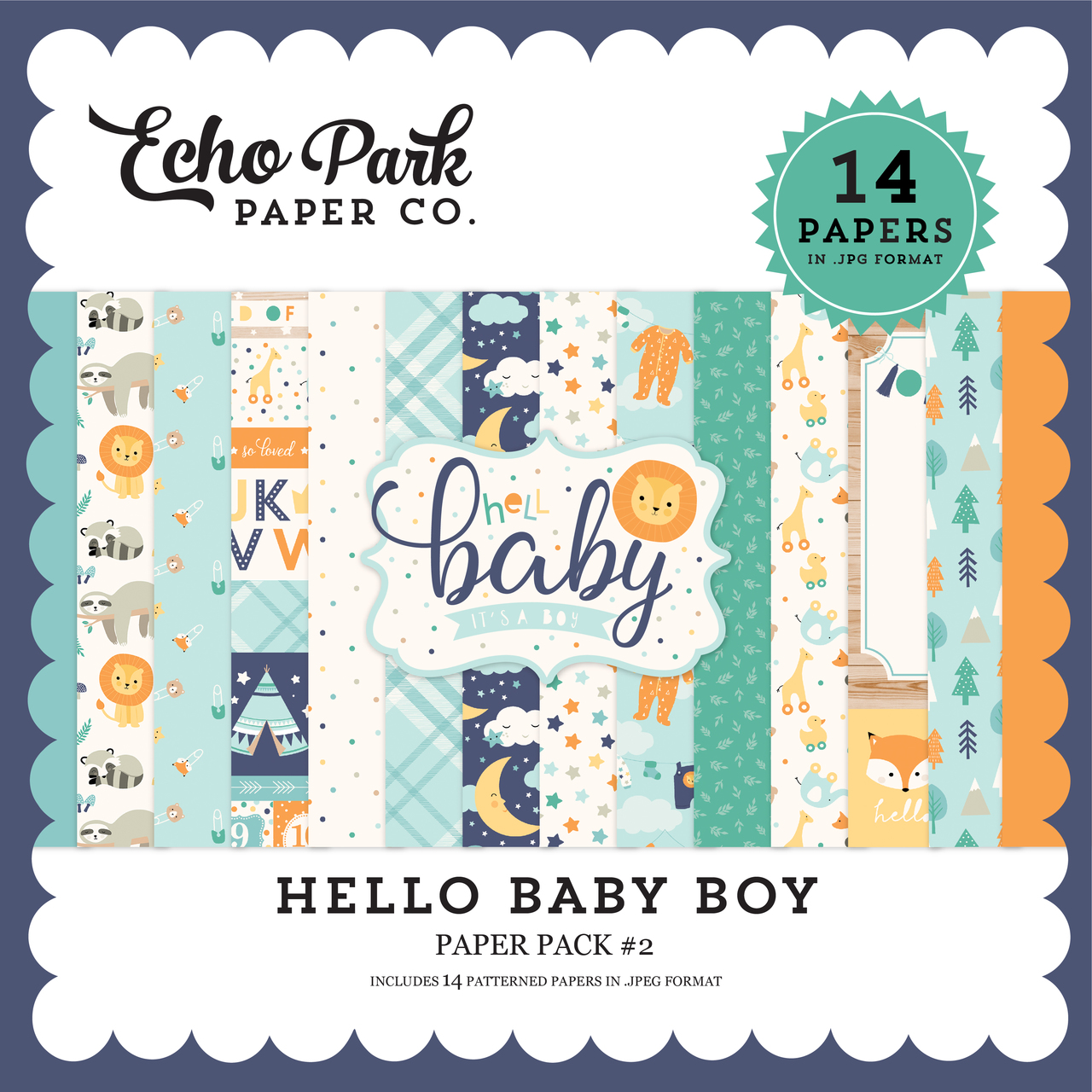 Hello Baby Boy Scrapbook Layout - Echo Park Paper