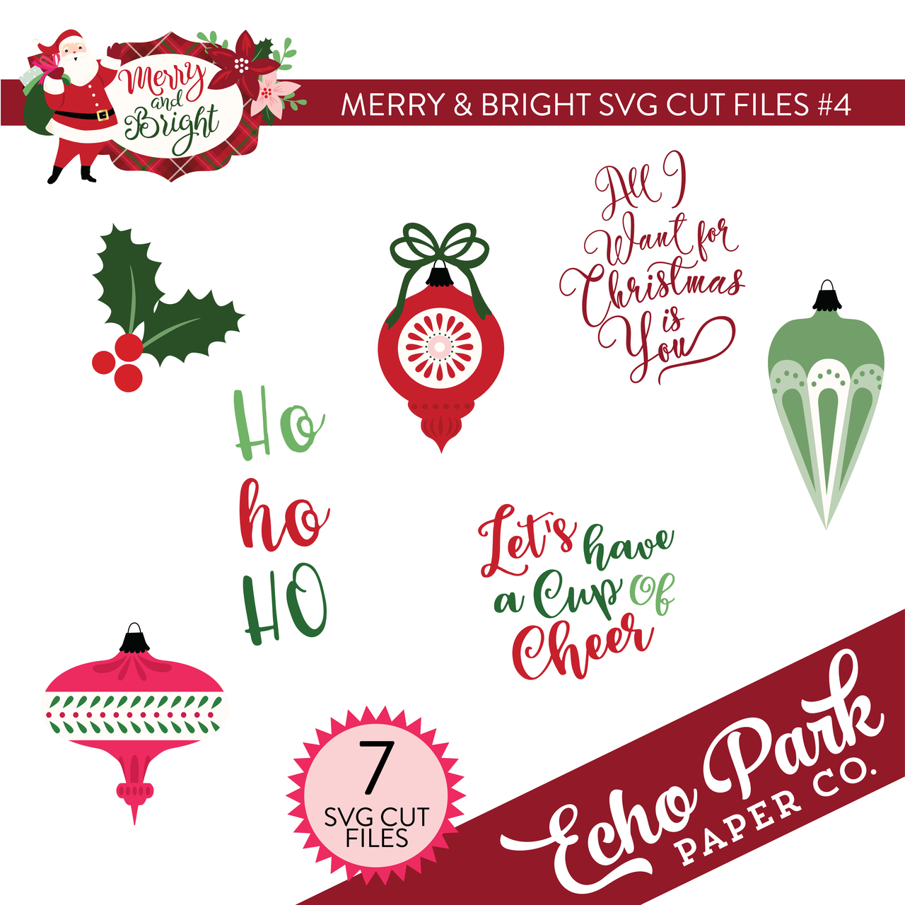 Merry & Bright SVG Cut Files #4