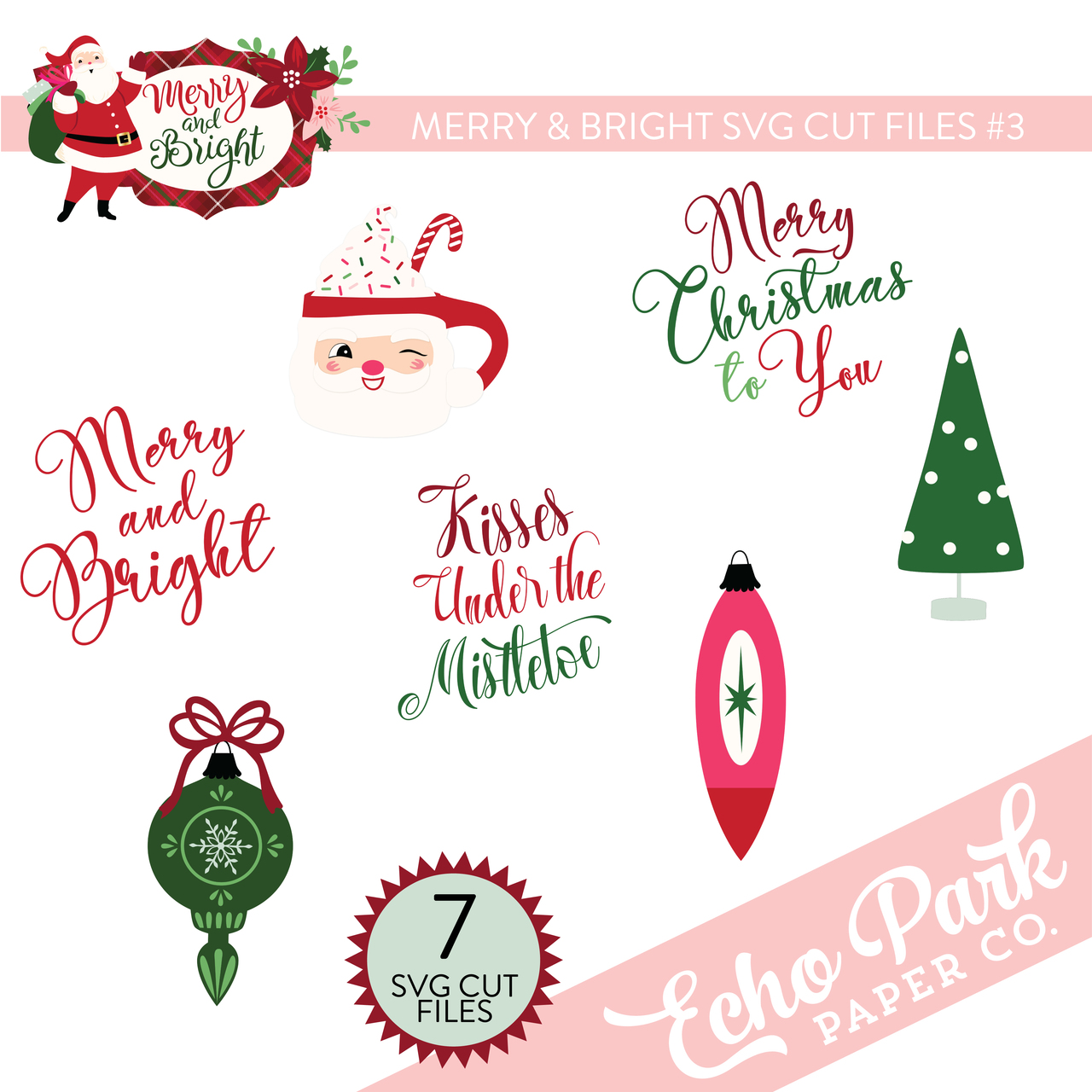 Merry & Bright SVG Cut Files #3