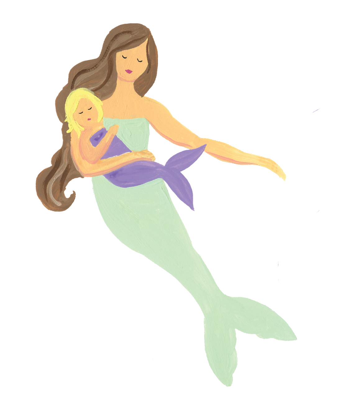 Mermaid with Baby Print & Cut File - Snap Click Supply Co.