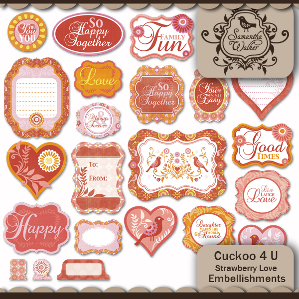 Cuckoo 4U Strawberry Love Embellies