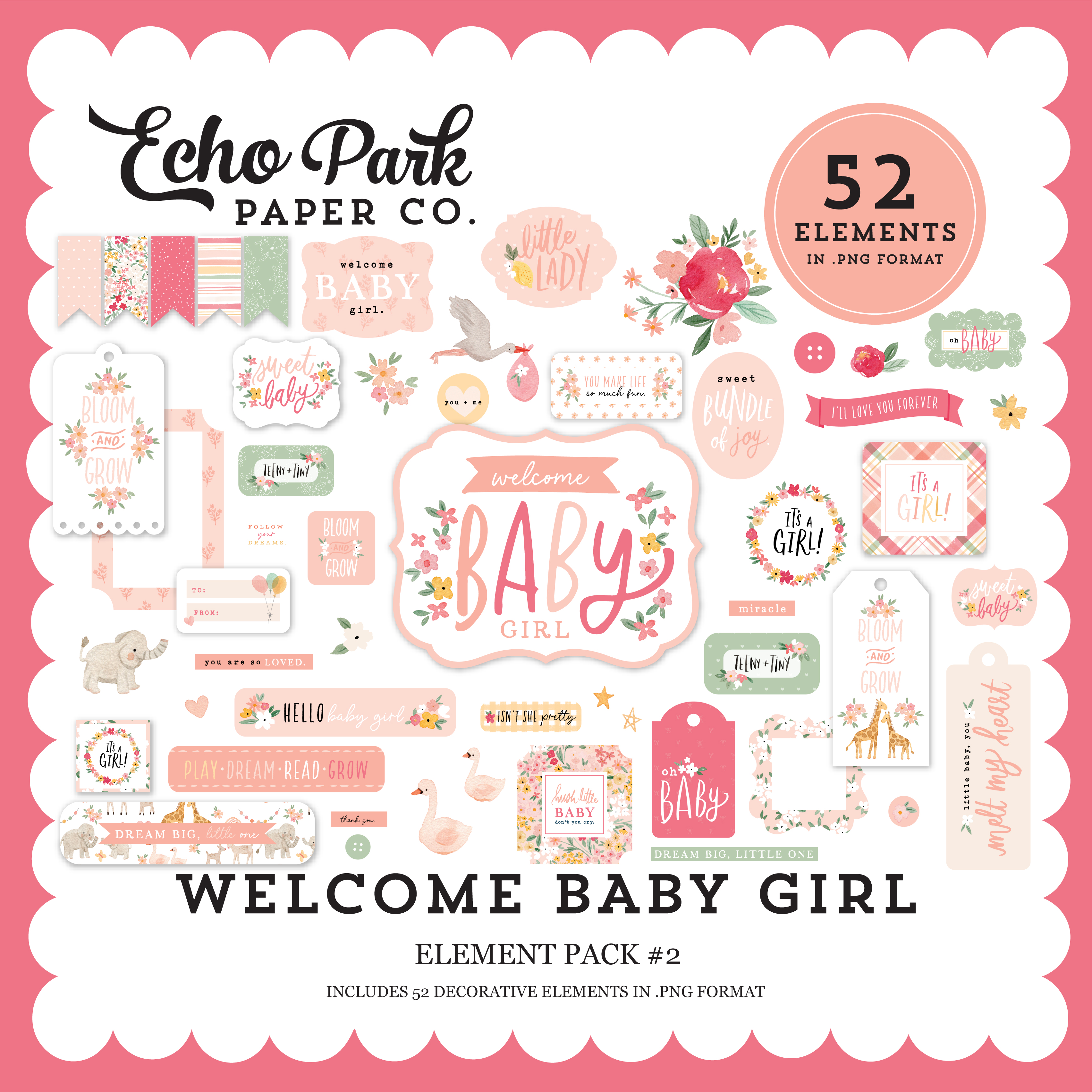 Welcome Baby Girl Element Pack #2