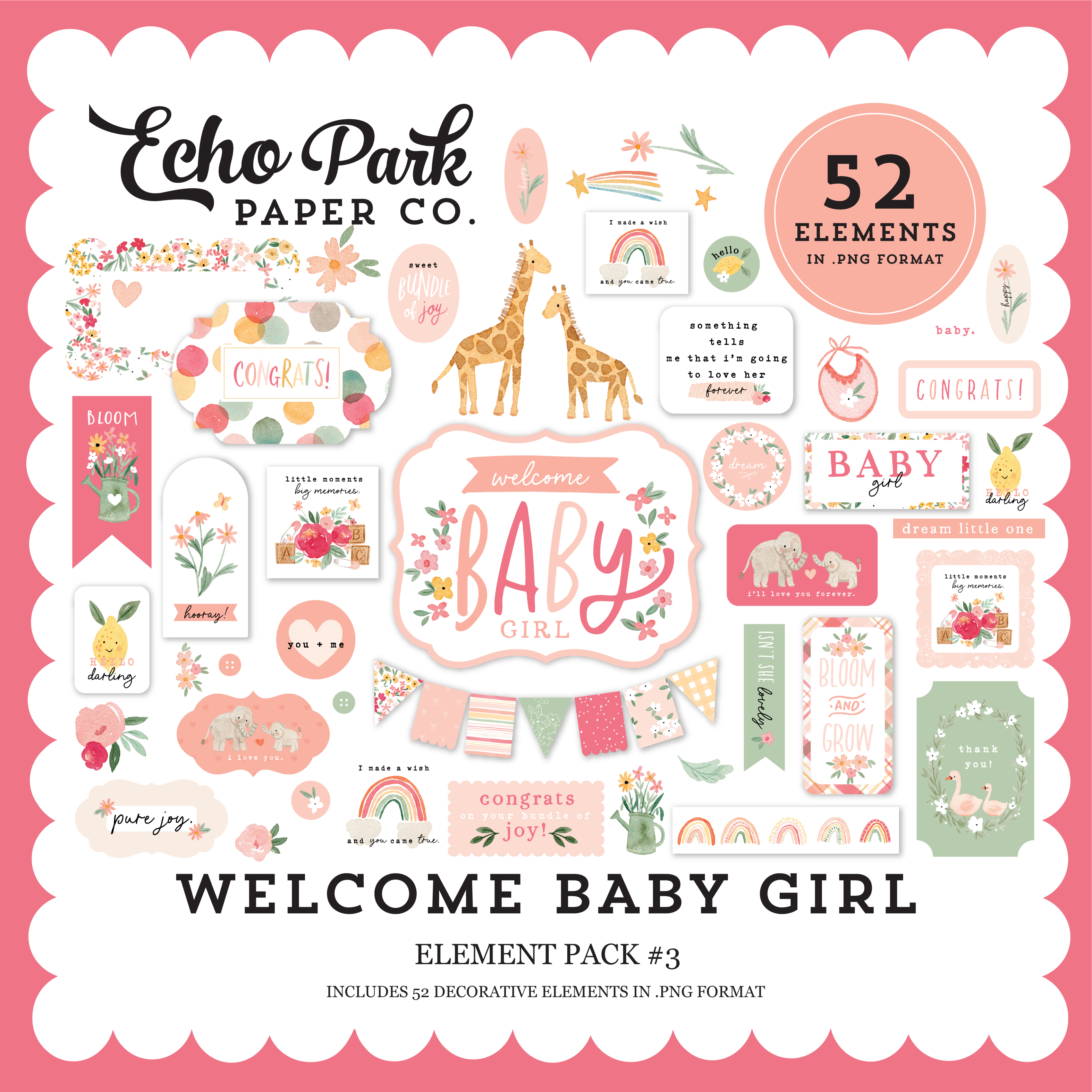 Welcome Baby Girl Element Pack #3