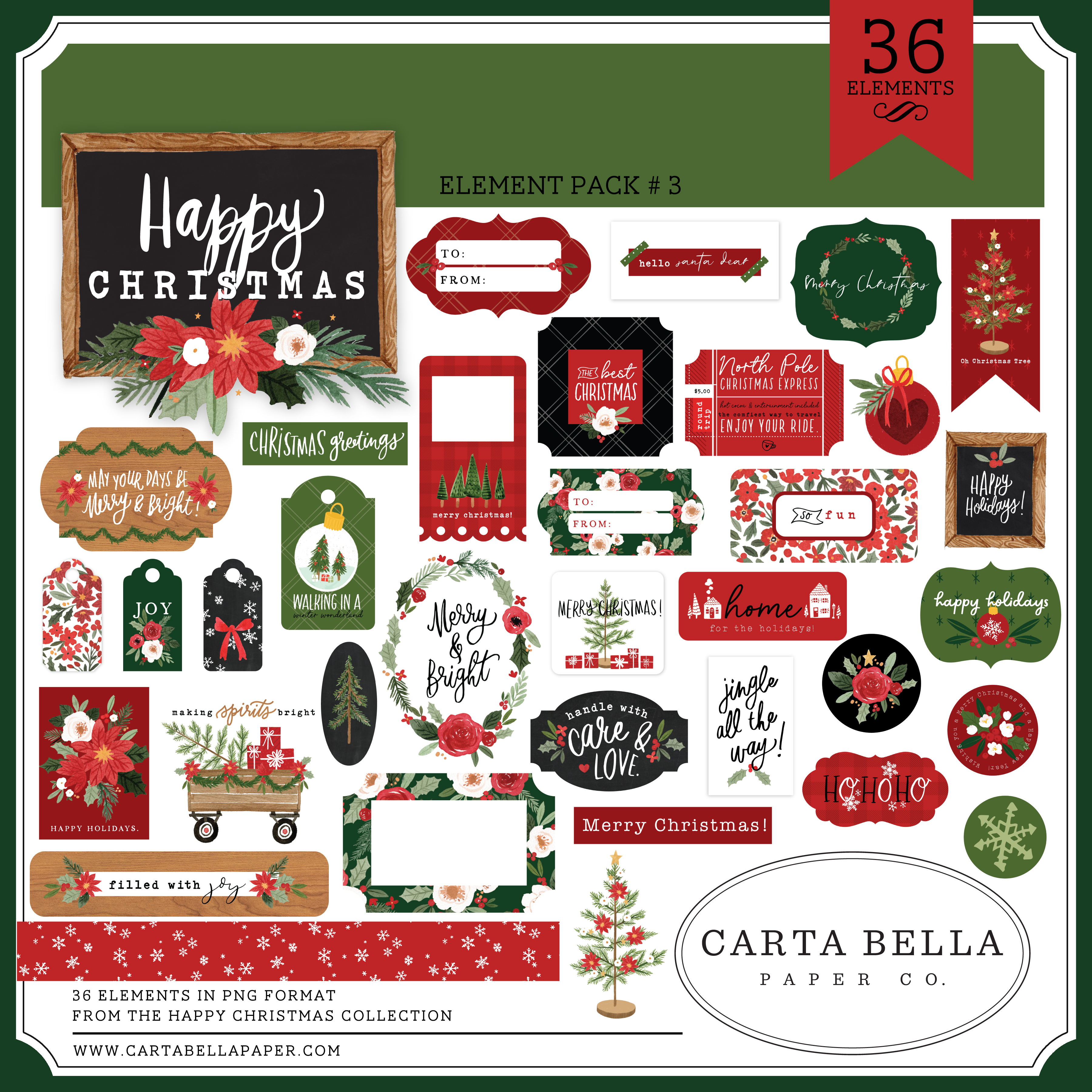 Carta Bella Happy Christmas Element Sticker Sheet