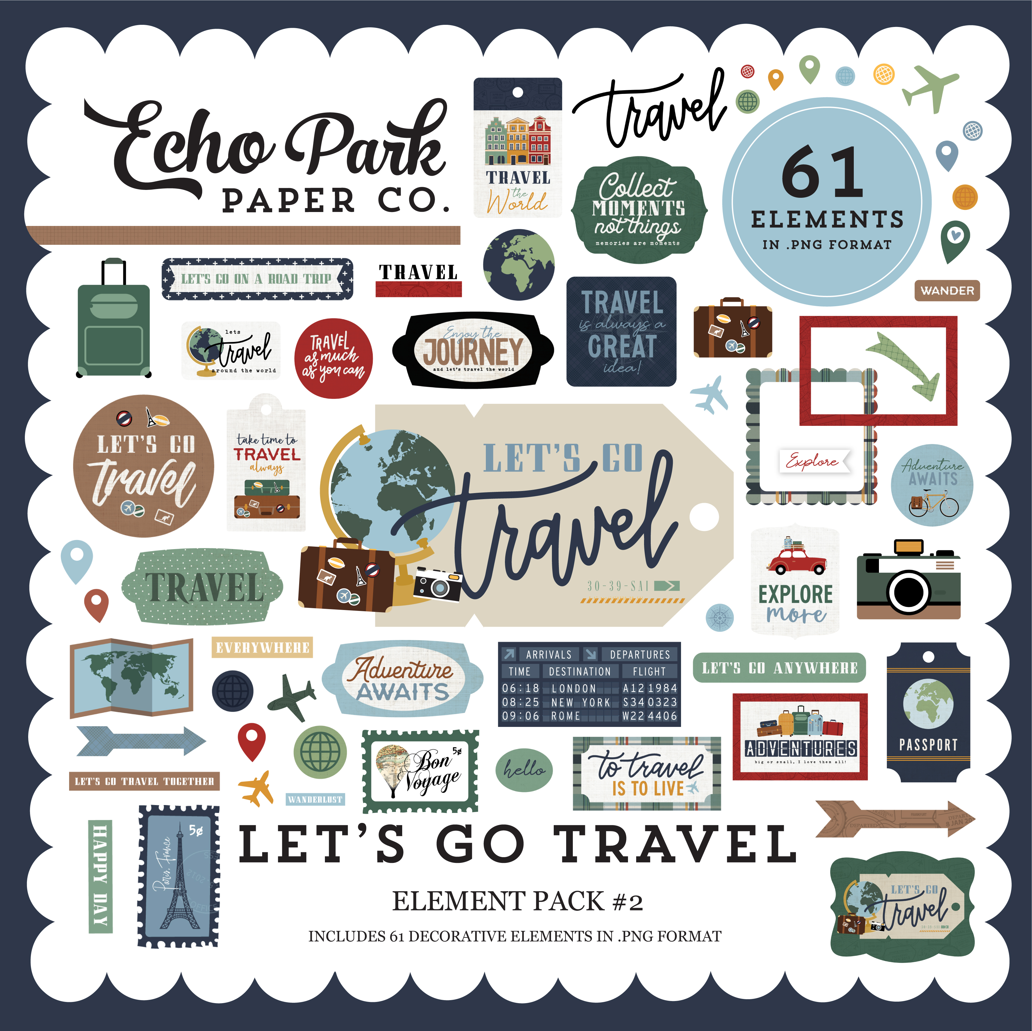 Let's Go Travel Element Sticker - Echo Park Paper Co.
