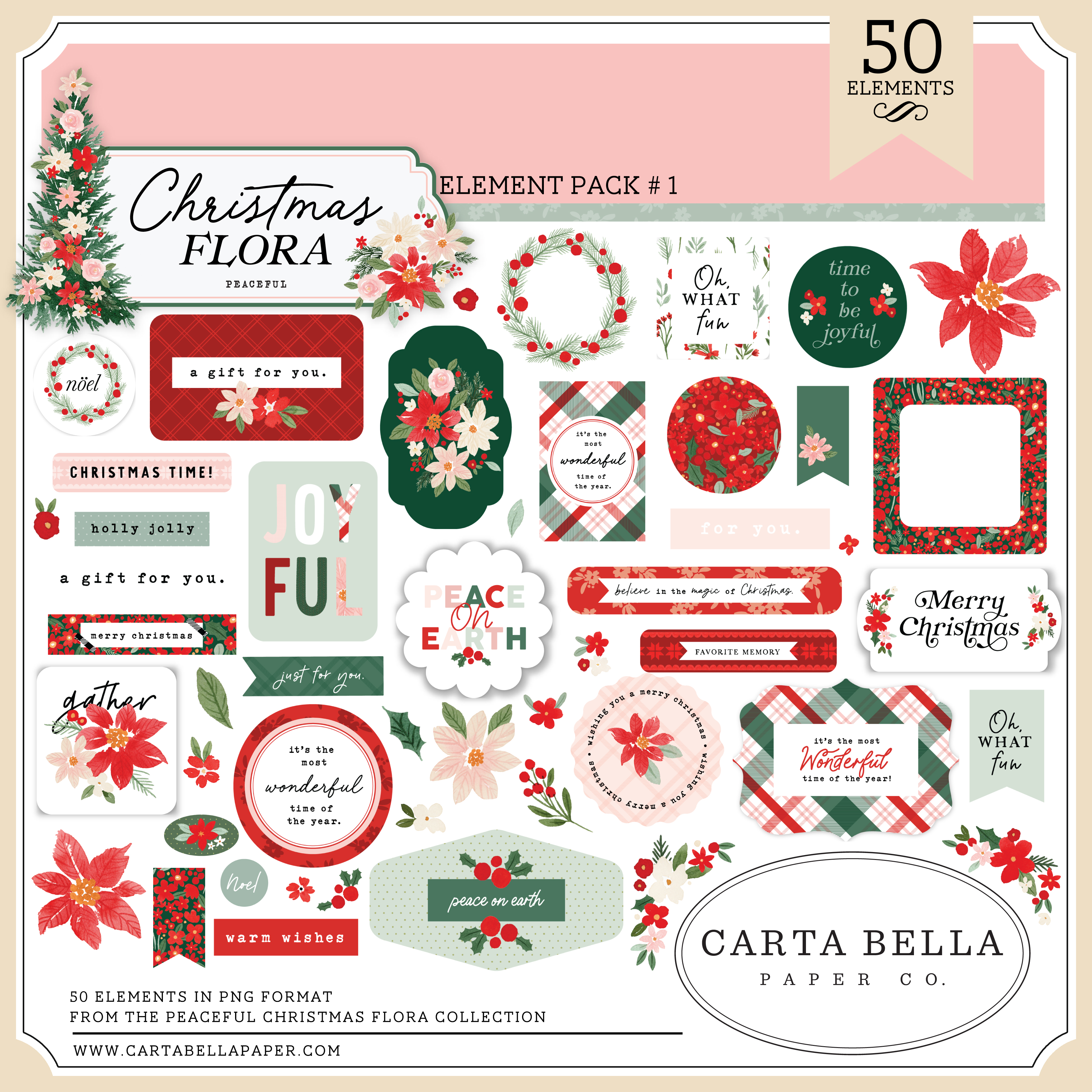 Carta Bella Christmas Flora Peaceful Collection Kit