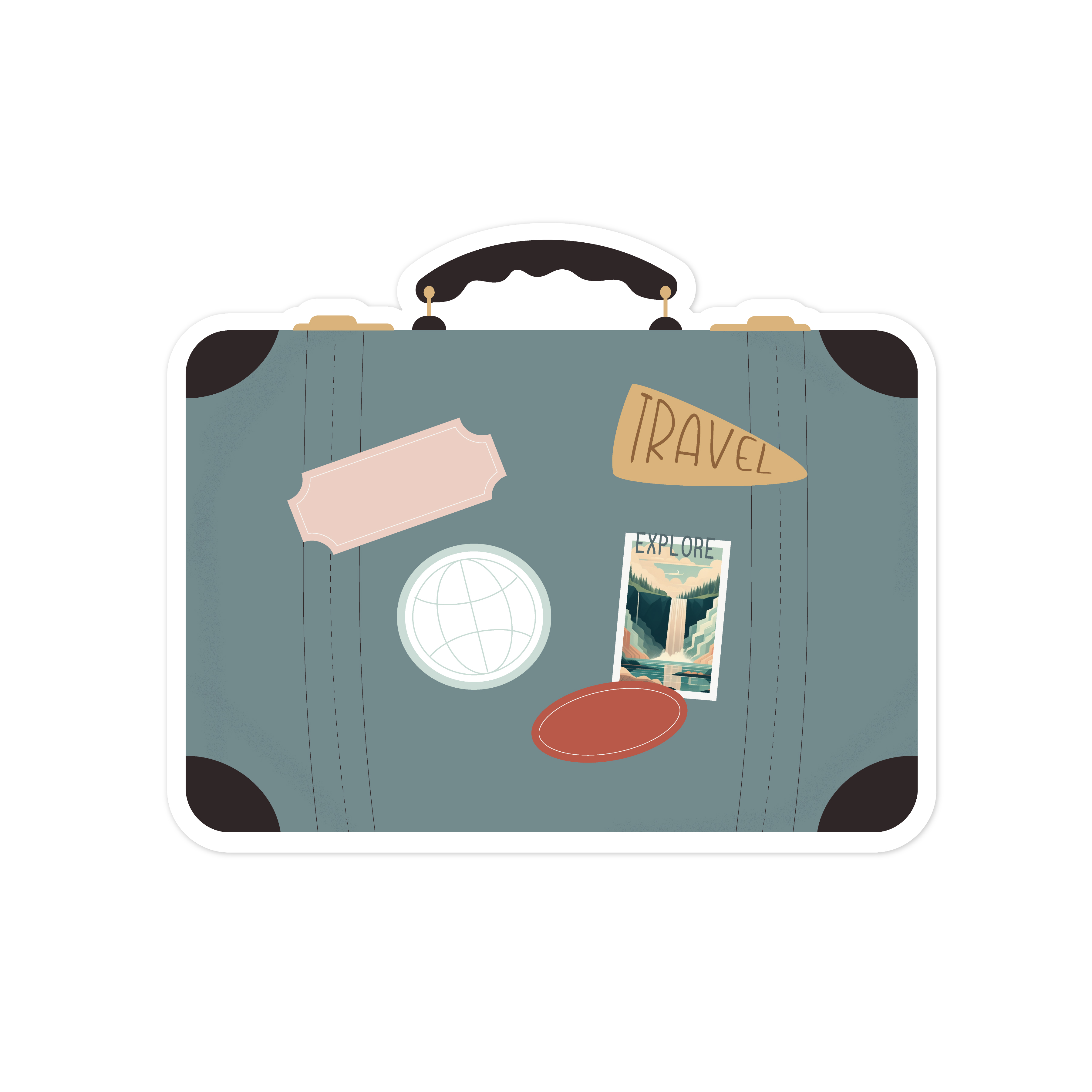 Blue Suitcase Print and Cut File