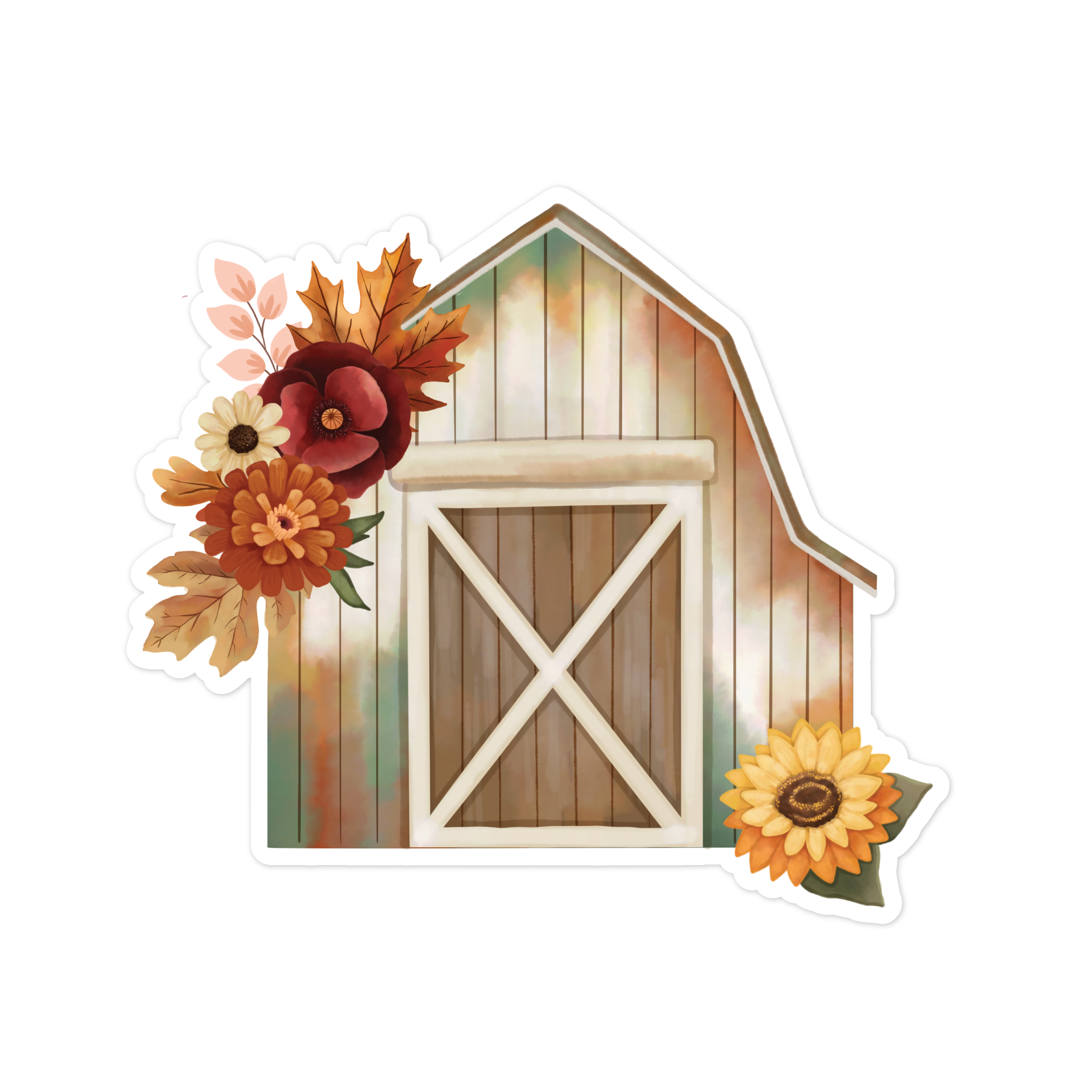 Barn with Flowers Print and Cut File
