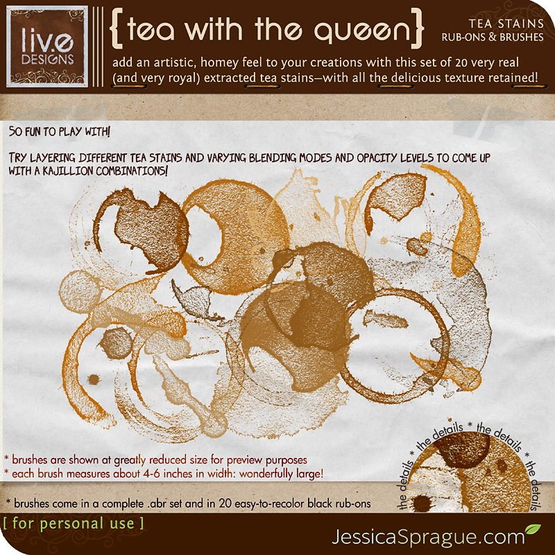 Tea With the Queen - Tea Stain Rub-Ons & Brushes