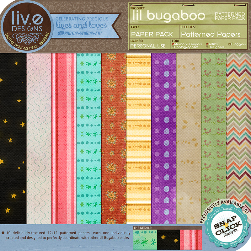 Lil Bugaboo Patterned Papers - Snap Click Supply Co. Lil Bugaboo Patterned Papers - Snap Click Supply Co.