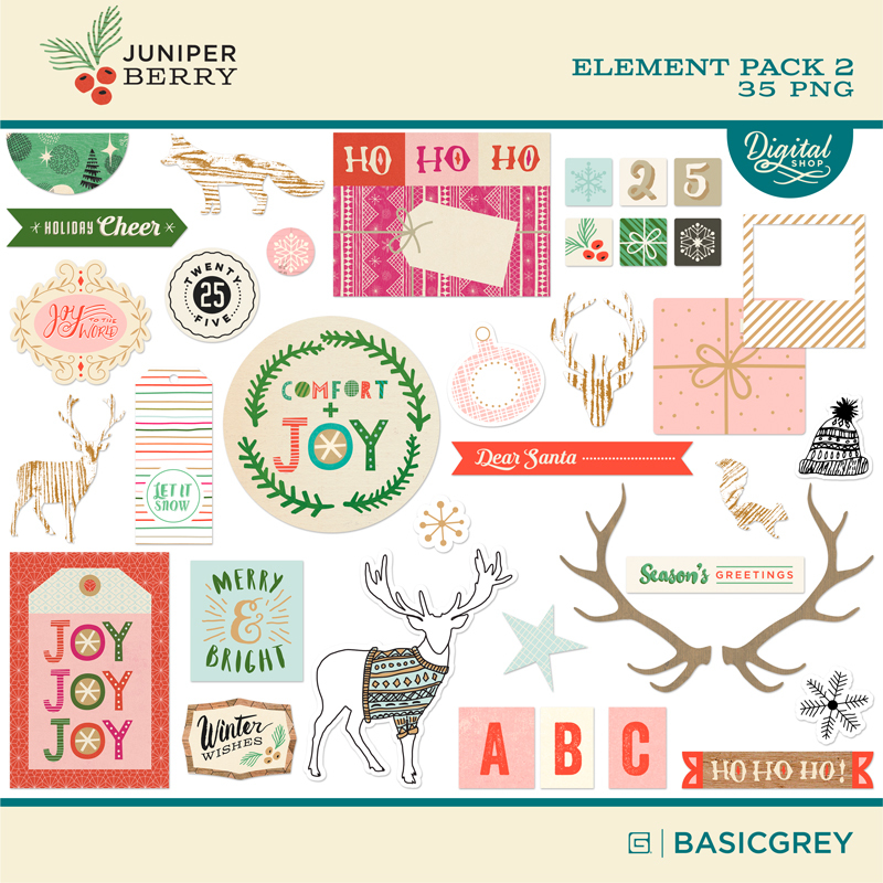 Juniper Berry Good Cheer Basic Grey Double Sided Scrapbook 