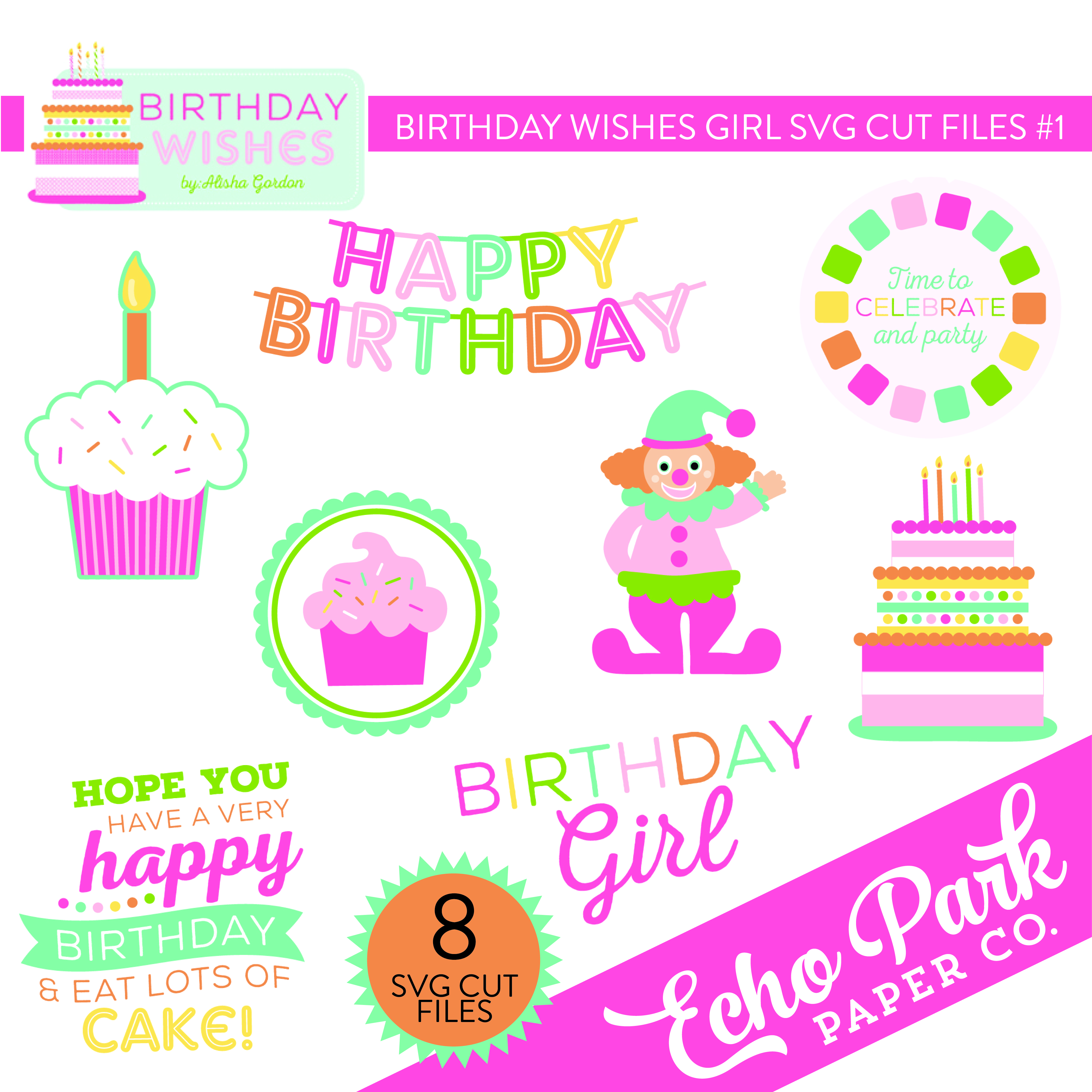 Birthday Wishes Girl SVG Cut File #1