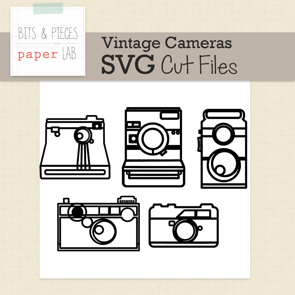 Vintage Camera Line Silhouette Cut Files