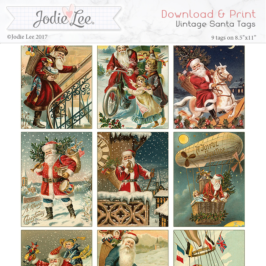 vintage santa tags - 8.5"x11" printable