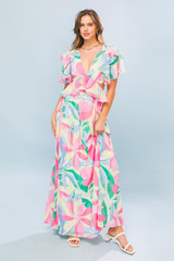 floral side cut-out maxi dress