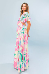 floral side cut-out maxi dress