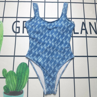 FF Blue print One Piece Bikini