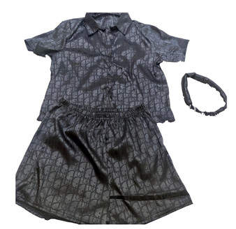 Dior satin Pajama Set - Black
