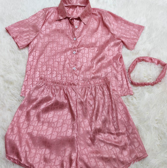 Dior Satin Pajama Set - Pink