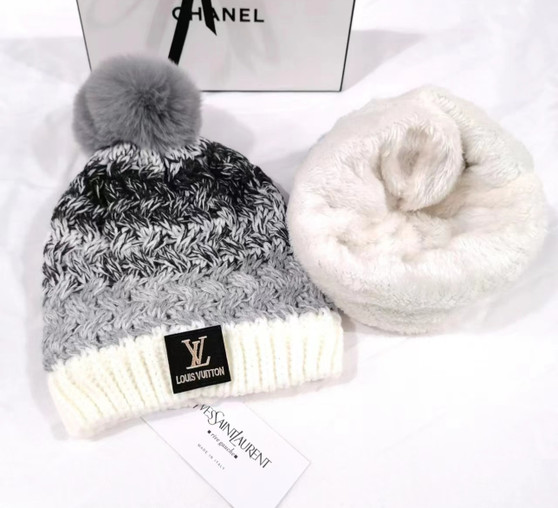 LV Crochet Kids Beanie Grey