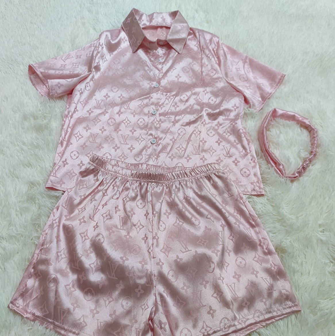 LV Pink On Grey – Angelz Sleepwear