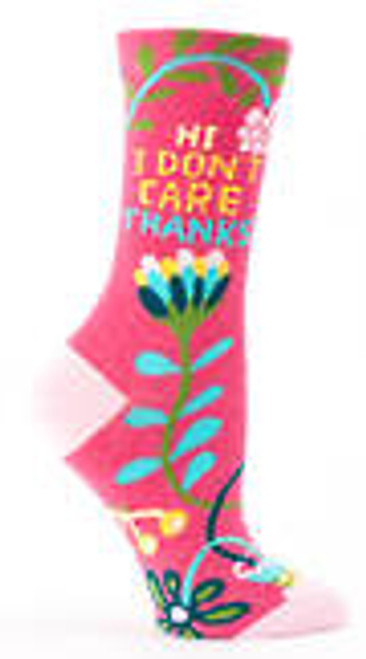 Blue Q women's socks, Hi, I don't care.