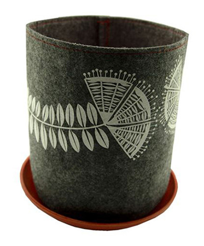 Eco felt growbag from Jo Luping Design,  Pohutukawa design, grey,