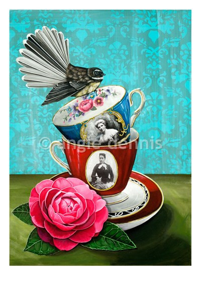 A4 art print, unframed, Angie Dennis, NZ artist, Deeds Not Words,