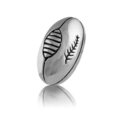 Sterling silver rugby ball charm from Evolve New Zealand.