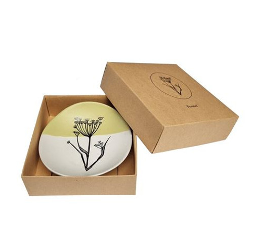 Porcelain bowl with a fennel flower image by NZ artist Jo Luping