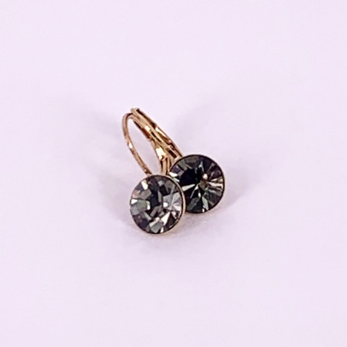 Yellow Gold  Swarovski Crystal Loops - Black Diamond