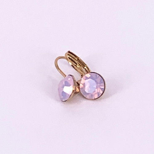 Yellow Gold  Swarovski Crystal Loops - Rose Water Opal