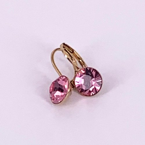 Yellow Gold  Swarovski Crystal Loops - Light Rose