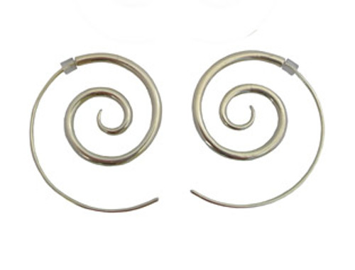 silver spiral earrings - large by NZ jewellery designer Nick Feint, Stone Arrow