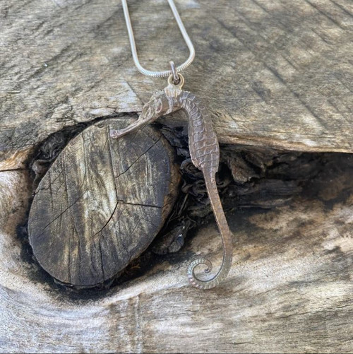 Bronze seahorse necklace