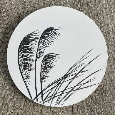 Toetoe black on ivory coaster by Jo Lupin