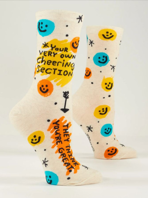 Women's socks decorated with #Your very own cheering section".
