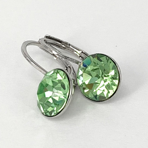 Peridot coloured silver swarovski crystal loops from Isa Dambeck.