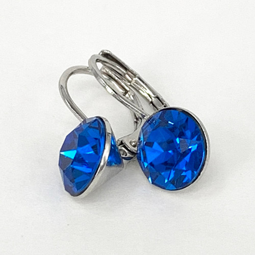 Capri blue coloured silver swarovski crystal loops from Isa Dambeck.