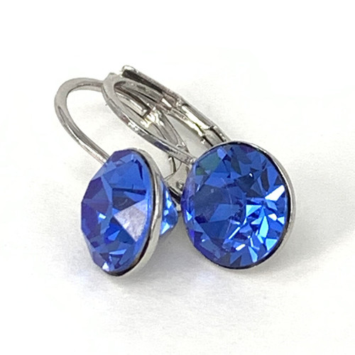 Sapphire coloured silver swarovski crystal loops from Isa Dambeck.