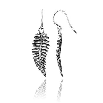 Forest Fern sterling silver drop earrings from Evolve New Zealand