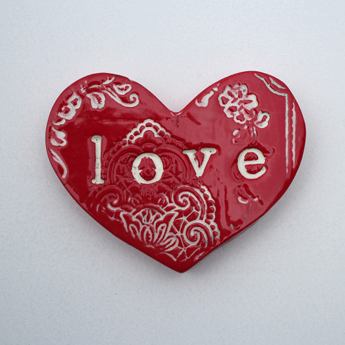 Ceramic love lace heart from The Monster Company. Made in NZ.