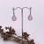 Swarovski crystal silver plated tear drop earrings, Rose Water Opal pink.