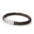 Evolve Latitude brown leather bracelet with matte black stainless steel clasp.