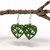 SoNZ Kowhaiwhai heart earrings - Pounamu green resin