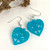 SoNZ Kowhaiwhai heart earrings - aqua resin