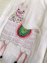 Llama Embroidered Tea Towel