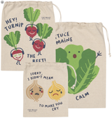 Funny Food Reuseable Cotton Produce Bags, set/3 Funny Food Reuseable Cotton Produce Bags, set/3
